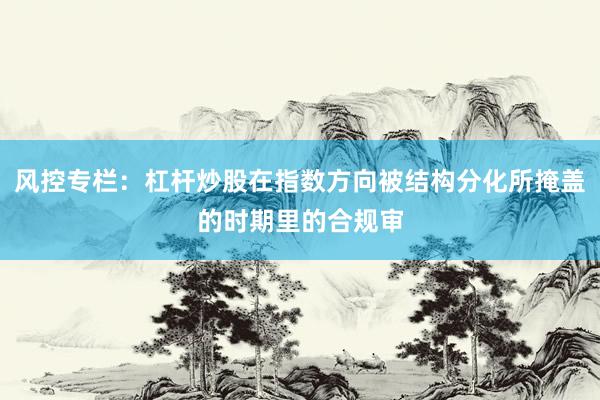 风控专栏：杠杆炒股在指数方向被结构分化所掩盖的时期里的合规审