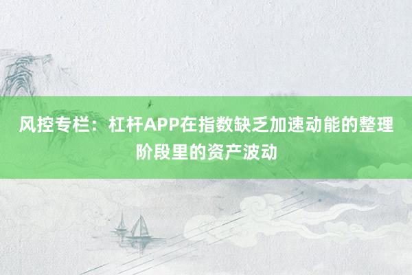 风控专栏：杠杆APP在指数缺乏加速动能的整理阶段里的资产波动