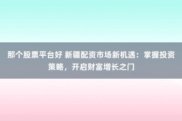 那个股票平台好 新疆配资市场新机遇：掌握投资策略，开启财富增长之门