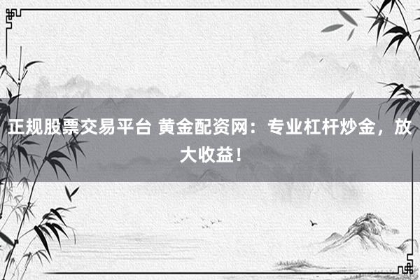 正规股票交易平台 黄金配资网：专业杠杆炒金，放大收益！